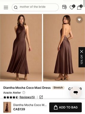 Azazie Diantha Mocha Coco Satin Dress